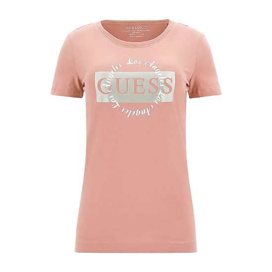 Guess Γυναικεία κοντομάνικη μπλούζα Round Logo T-Shirt